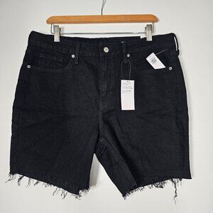 Old Navy High-Rise O.G. Straight 7‎ "In Denim Shorts Cut Off Black Womens 14 NWT